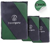 Travelguru™ Microvezel Reishanddoek Set van 3 - 1x Large (85 * 150cm), 2x Small (40 * 80 cm) - Sneldrogende, lichtgewicht handdoek ideaal voor sporten, reizen, outdoor & strand - Microfiber Travel Towel - Groen