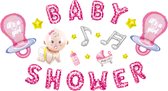 Fienosa Gender Reveal Ballon - Gender Reveal Versiering - Geboorte Versiering Meisje - Baby Shower - Roze - Wit - Zilver - geslacht geboorte - girl