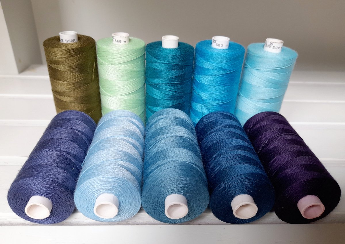 Naaimachine garen 10 klossen 500 m 300 m blauw groen sterk voor zwaardere stoffen machine borduren