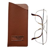 Étui à lunettes en cuir fait main Cognac - Marron - taille S - 8bx17 - Étui à lunettes - Sac à lunettes - Cuir - Lunettes de lecture