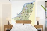 Behang - Fotobehang Kaart van Nederland met oriëntatiepunten - Breedte 175 cm x hoogte 240 cm