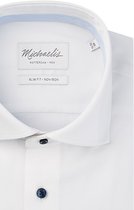 Michaelis Uni wit twill overhemd met donkerblauwe knopen-boordmaat: 43 Pasvorm:Getailleerd Michaelis Overhemden