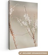 Canvas Schilderij Bloemen - Wit - Planten - 80x120 cm - Wanddecoratie