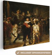 Canvas Schilderij De Nachtwacht - Schilderij van Rembrandt van Rijn - 120x90 cm - Wanddecoratie