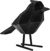 Present Time Ornament Bird - Fluweel Zwart - 18,5x9x24cm - Scandinavisch