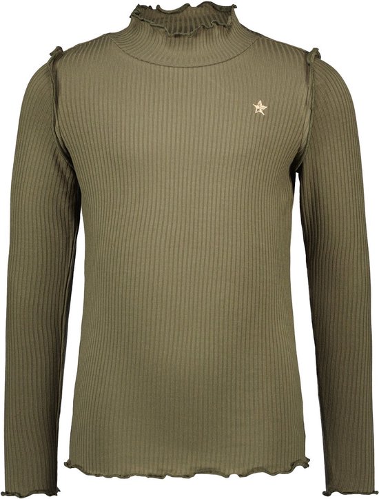 Meisjes top rib met col - Army