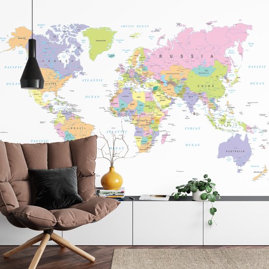 Fotobehang Wereldkaart - Vliesbehang - 368 x 280 cm