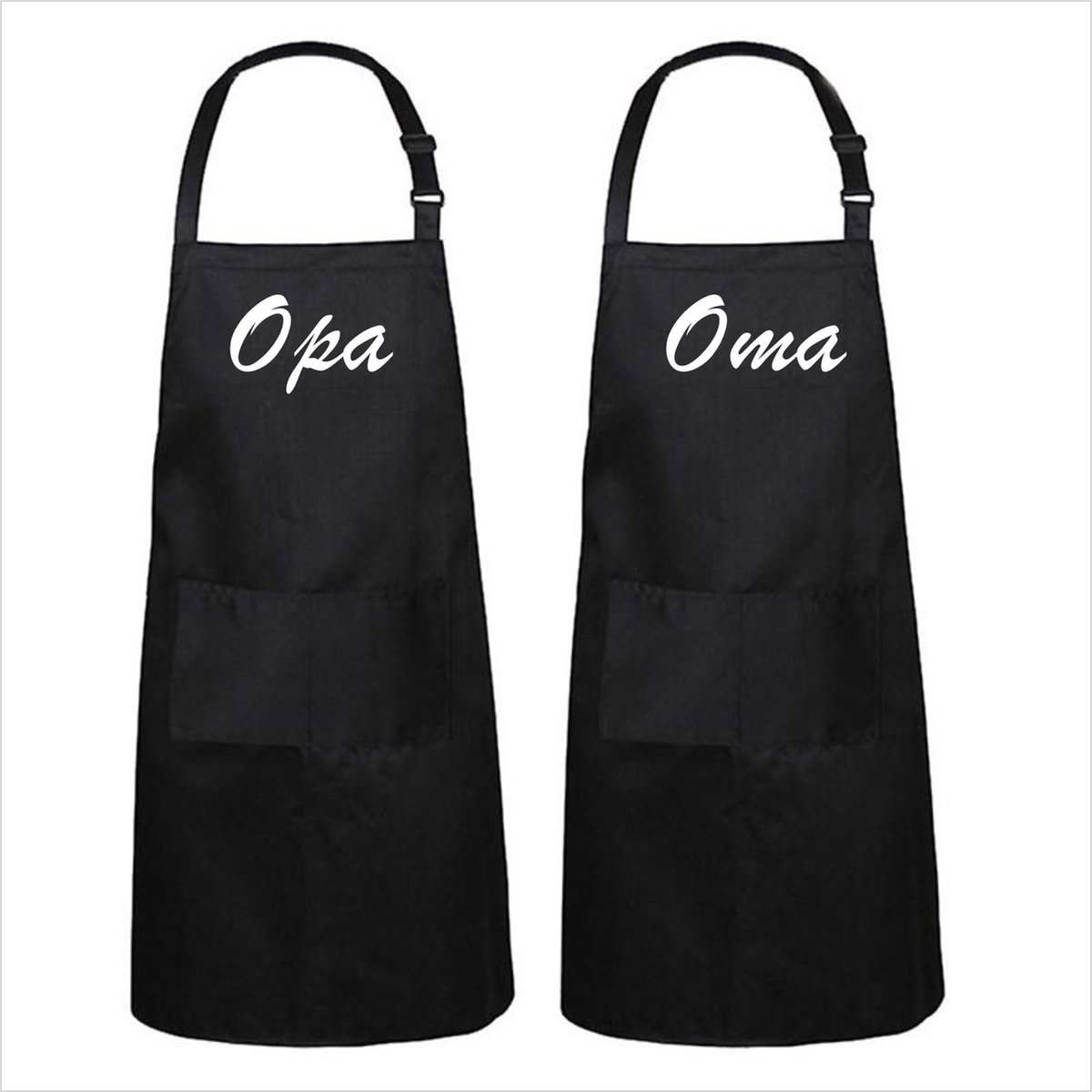 Go Mama™ – Keukenschort set “Opa & Oma” – 2 stuks – Grappige kookschorten – One Size – Verstelbaar – Perfect cadeau voor kerst of sinterklaas