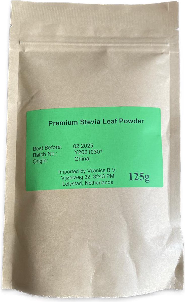 Stevia Zoetstof suikervervanger zoetstof poeder 125 gram bol