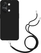 Cazy Soft TPU Telefoonhoesje met Koord - geschikt voor OnePlus Nord 3 5G - OnePlus Nord 3 5G Hoesje met Koord - Zwart