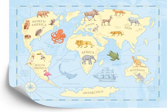 Carte du monde vintage géante antique (197×116,5 CM
