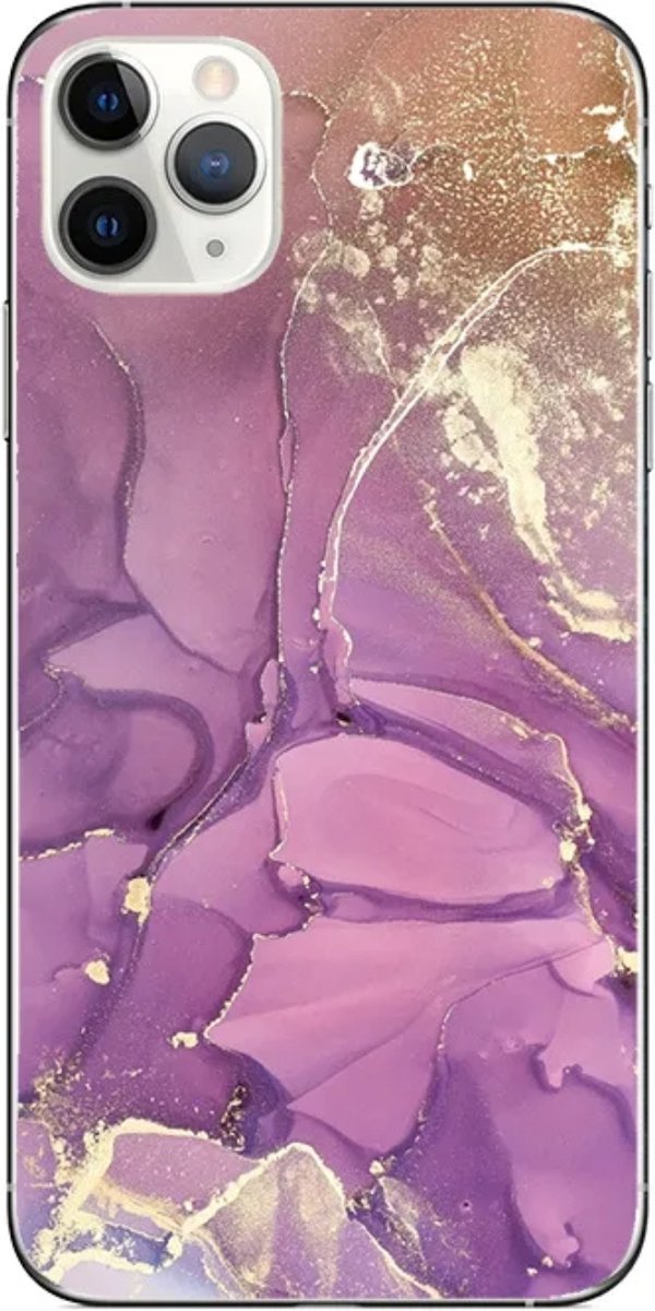 Marble Design telefoonhoesje voor de iPhone 14 PRO MAX - Purple flower