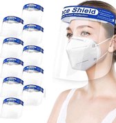 Gezichtscherm - Faceshield - Face mask - Transparant / Blauw - 10 Stuks