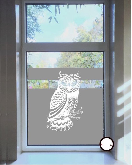 Raam - Muur -Sticker - Uil - Decoratie - Owl - Owls - Dieren - kleur wit afmeting 30x45cm bxh