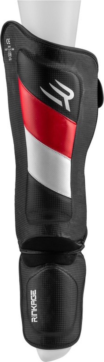 Rinkage Heritage Scheenbeschermers - Carbon - Zwart / Rood / Wit - Maat M