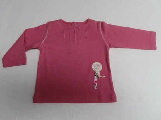 T-Shirt lange mouw - Meisje - Hard roze - Retro stijl - 6 maand 68
