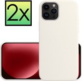 Hoes Geschikt voor iPhone 15 Pro Max Hoesje Cover Siliconen Back Case Hoes - Wit - 2x