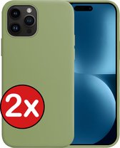 Hoesje Geschikt voor iPhone 15 Pro Hoesje Siliconen Case Hoes - Hoes Geschikt voor iPhone 15 Pro Hoes Cover Case - Groen - 2 PACK