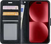 Hoes Geschikt voor iPhone 15 Hoesje Book Case Hoes Flip Cover Wallet Bookcase - Zwart