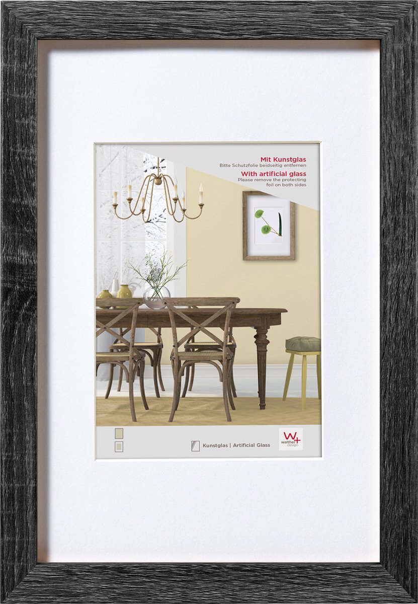Walther Fiorito - MDF Houten lijst - Fotoformaat 40x60 cm - Kunstglas - Donkergrijs