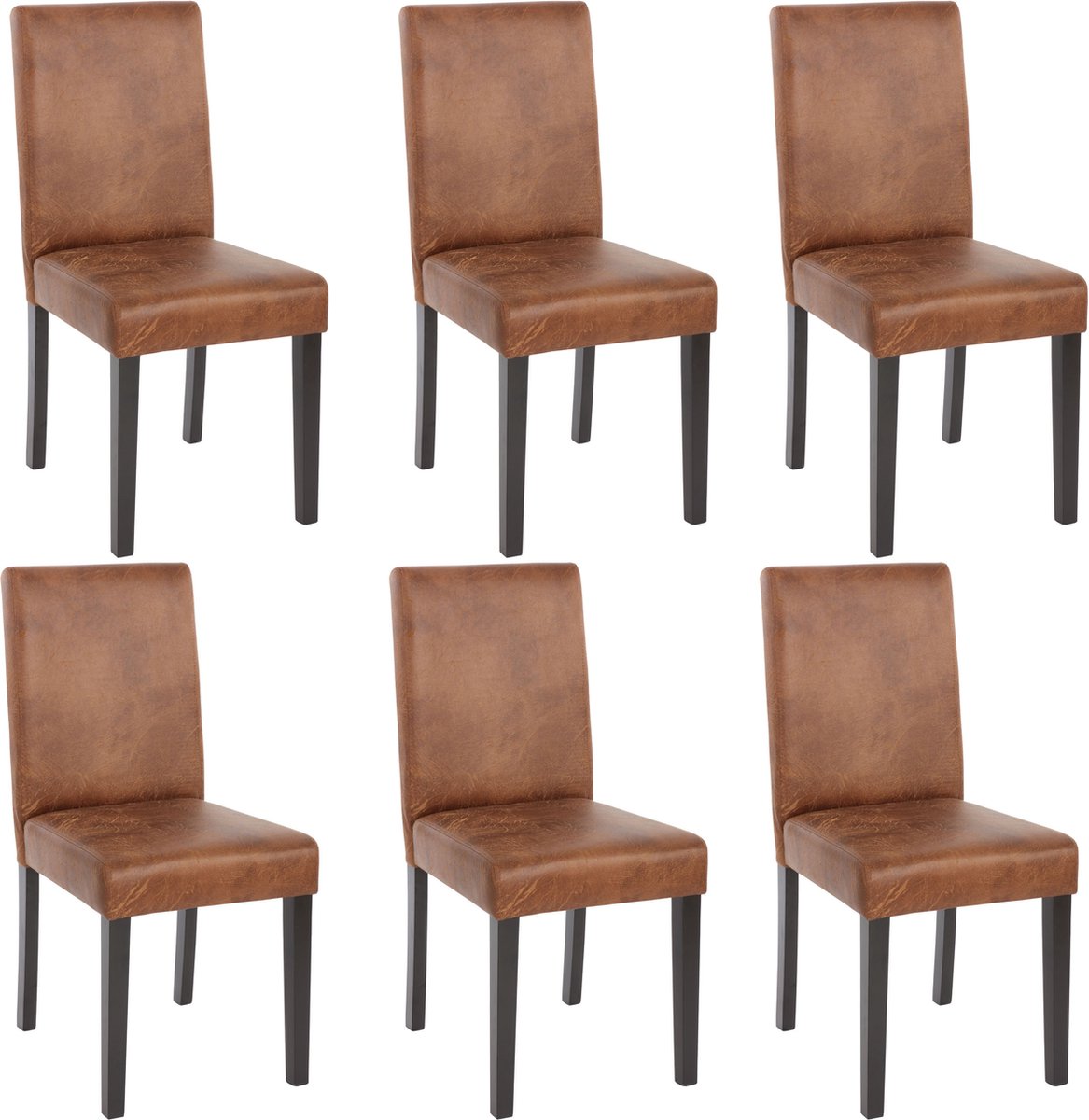 Cosmo Casa Eetkamerstoelen - Stijlvolle Zitmeubelen - Duurzaam Kunstleer - Hardhouten Poten - Set van 6 Bruin