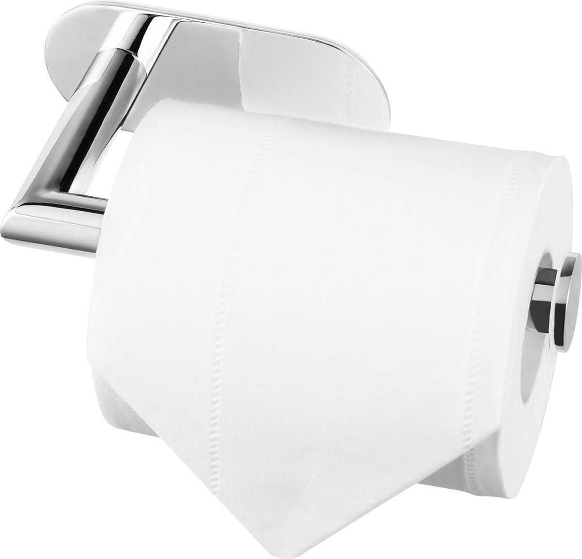 Roestvrij stalen toiletrolhouder - Zilver glimmend - Zonder boren - Toilet of badkamer - Zelfklevend - RVS wc rolhouder - Roestvrij staal