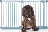 Bettacare Elite Hondenhek Assortiment, 134cm - 143cm (23 opties beschikbaar), Mat Grijs, Traphekje Zonder Boren Hek voor Honden en Puppy's, Huisdier en Hond Barrière, Eenvoudige Installatie