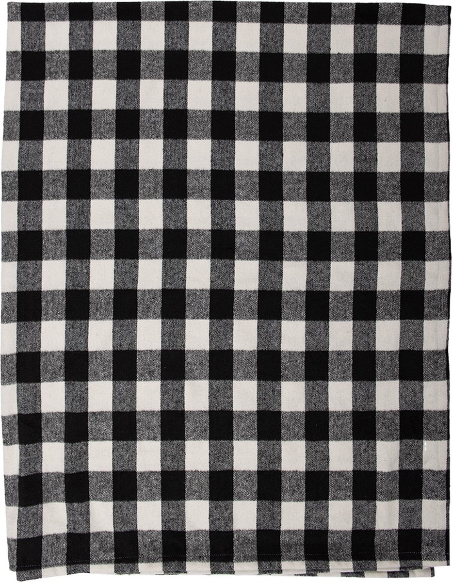 Clayre & Eef Plaid 130x170 cm Zwart Wit Polyester
