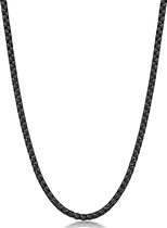 Halsketting heren staal GINU 2.5mm - 50cm lengte - Ketting heren zwart zonder hanger rvs - Mauro Vinci