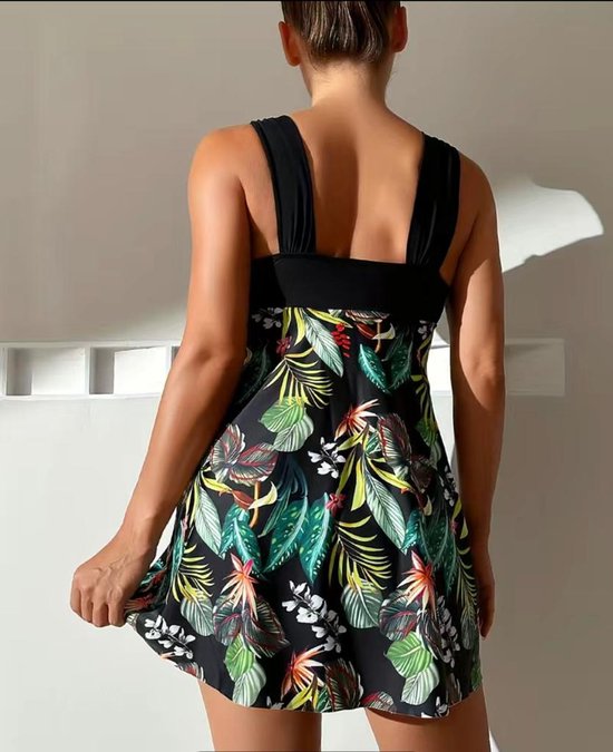 Tankini set met tropische print 2delig dames tankini badpak V hals