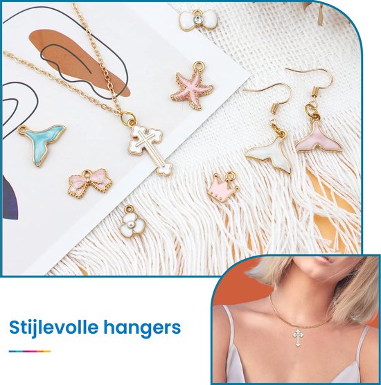 100 Geëmailleerde Bedels Voor Sieraden – 1-2 Cm, Metaal, Diverse Stijlen (Aardbei, Regenboog, Zwaan) – Voor Armband & Sleutelhanger