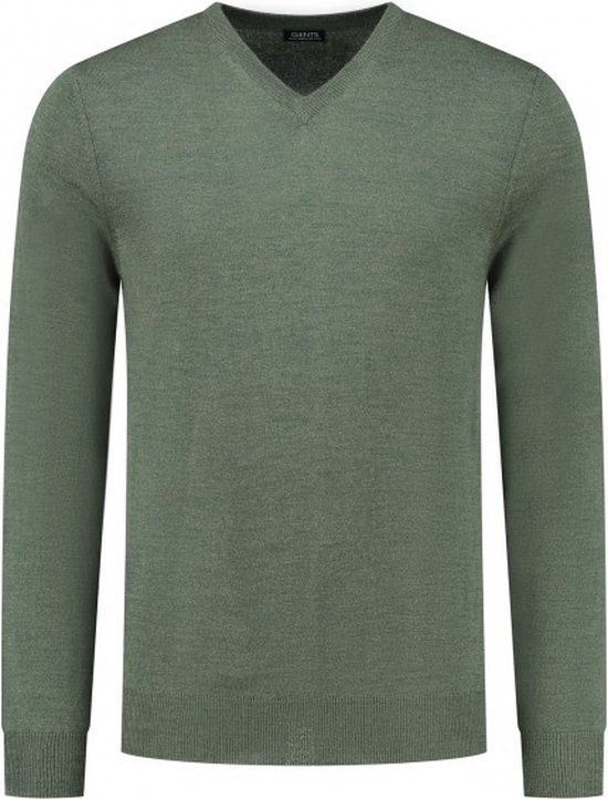 Gents - V-neck merinoblend groen - Maat L