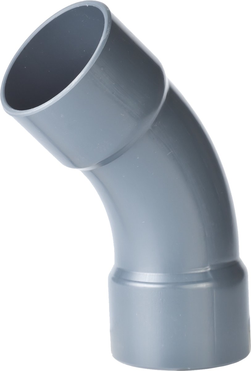 Pvc bocht 45°, handgevormd, 2x inwendig lijm-160 mm, 12,5 bar