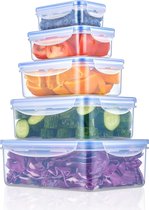 Voedselcontainers, lunchbox, 5 stuks plastic luchtdichte voedselopslagcontainers, met deksels, lekvrij, magnetron- en vriesbestendig, BPA-vrije voedselcontainers (5 containers en 5 deksels)