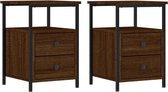 vidaXL Tables de chevet 2 pcs Chêne brun 34 x 35,5 x 50 cm Bois artisanal