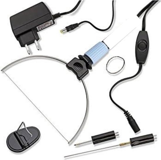 Piepschuimsnijder heetdraadsnijder accu, Elektrische piepschuimsnijder met LED-voorlamp, Kunststof doos, Hete piepschuimsnijder voor snijkanten kunststoffen & piepschuim (Wit