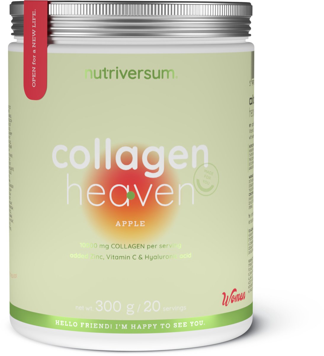 Goedkoopste Nutriversum | Rund collageen heaven | Apple | 300gr 20 servings | 10000mg collageen per serving | Hyaluronzuur | Vrouwen | Supplement | Nutriworld