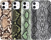 Hoesje geschikt voor iPhone 12 Mini - Backcover - Slangenprint - TPU - Bruin
