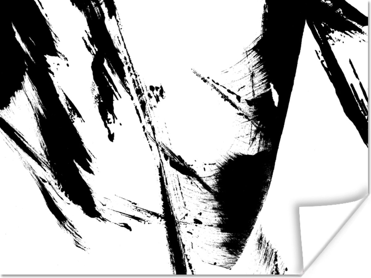 Poster Verf - Zwart - Abstract - 80x60 cm