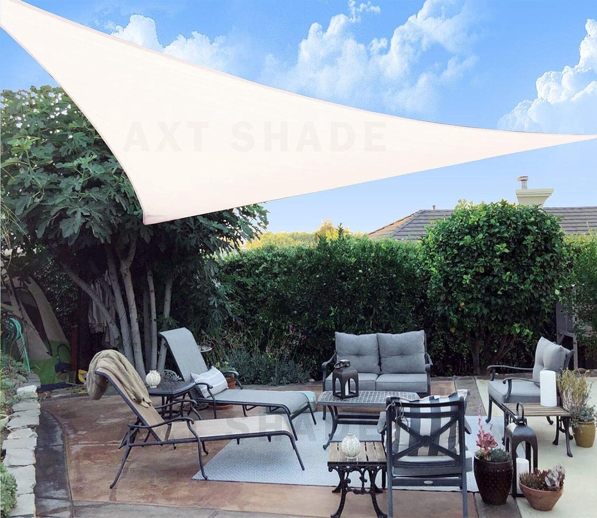 Zonnezeil/schaduwdoek; rechthoek; luchtdoorlatend; gemaakt van hogedichtheidpolyetheen (HDPE); met uv-bescherming; voor terras, balkon en tuin, crème-wit