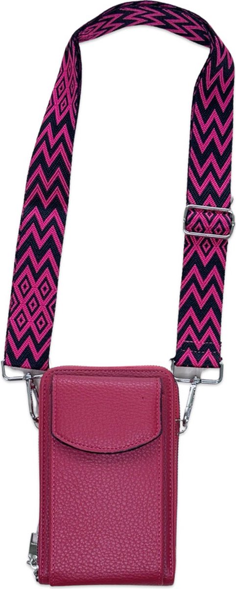 Stijlvol Roze Telefoontasje - Draagbaar Mobiel Tasje en Portemonnee in één - Mobile tasje