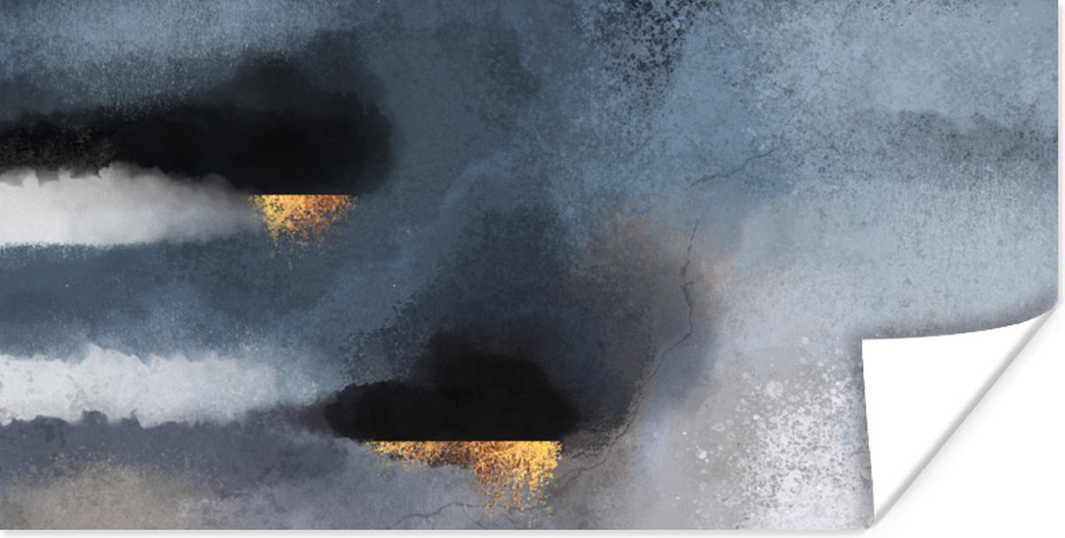 Poster Wolken - Gold - Abstract - 80x40 cm