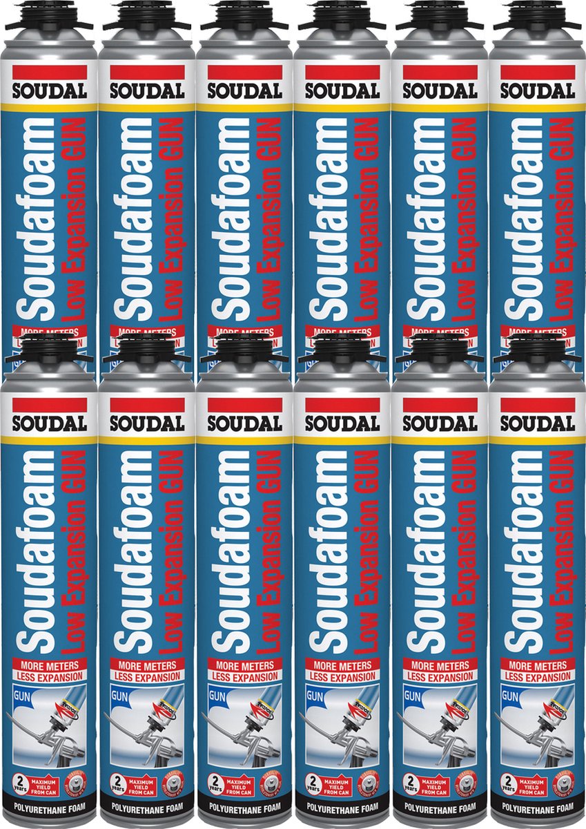 Soudal Soudafoam Low Expansion Purschuim - schroefdraad - 12 stuks