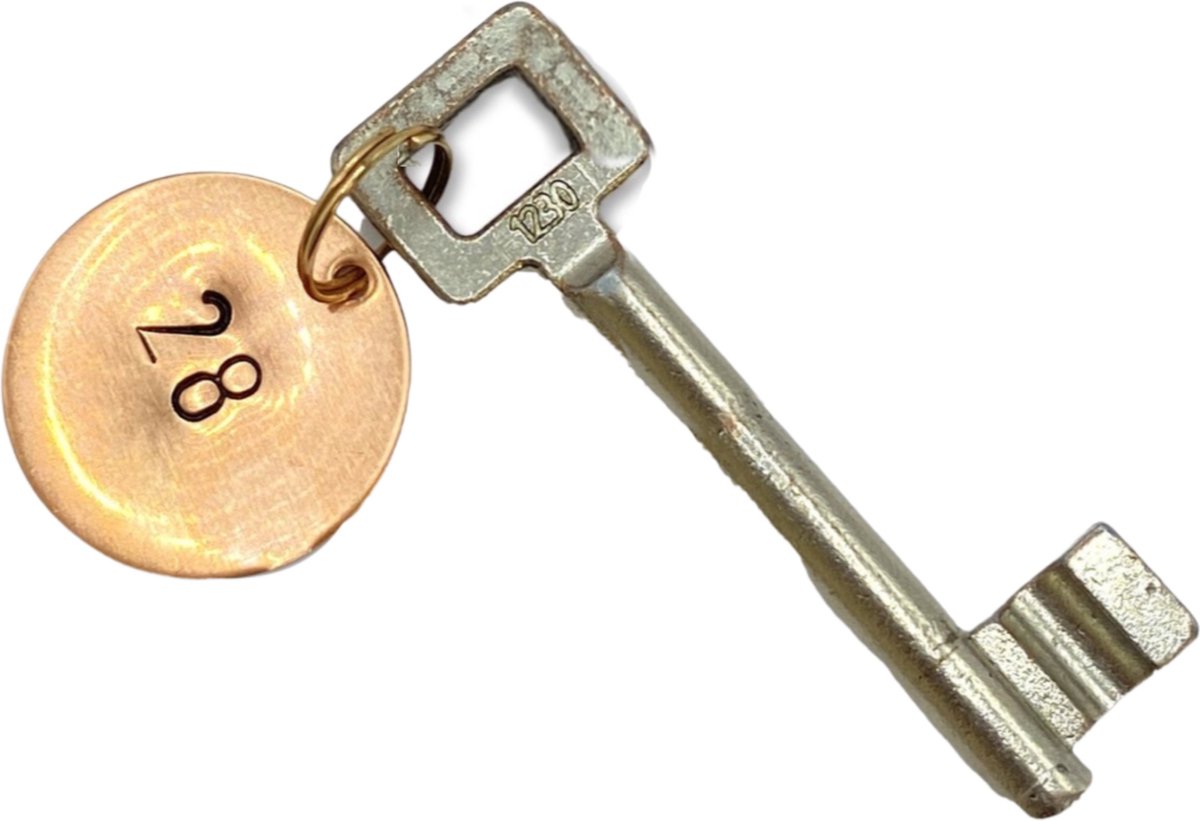 28 mm Koperen Gepersonaliseerde Hand gestempelde Classic hotel sleutelhanger, Retro Sleutelhanger met naam of nummer Gravering