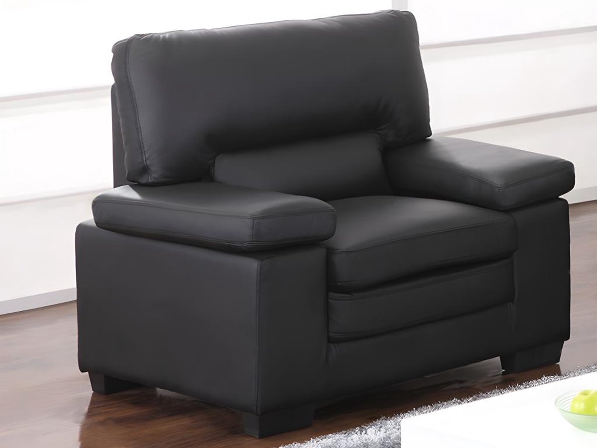 Vente-unique Fauteuil van buffelleer MIMAS zwart