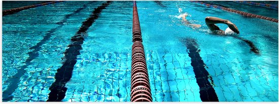 Poster Glanzend – Boeien tussen Zwembanden in Professioneel Zwembad - 60x20 cm Foto op Posterpapier met Glanzende Afwerking