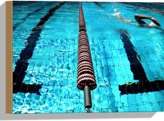 Hout - Boeien tussen Zwembanden in Professioneel Zwembad - 40x30 cm - 9 mm dik - Foto op Hout (Met Ophangsysteem)