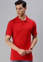 Polo Shirt Katoen Rijk Kleur Rood - Maat L