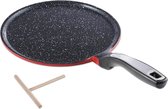 Crepe pan inductie 28cm rood, met spatel, PFOS-vrij, geschikt voor alle warmtebronnen, inclusief inductie