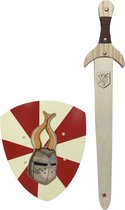 houtenzwaard draak embleem met schede en ridderschild mask kinderzwaard ridderzwaard schild ridder zwaard